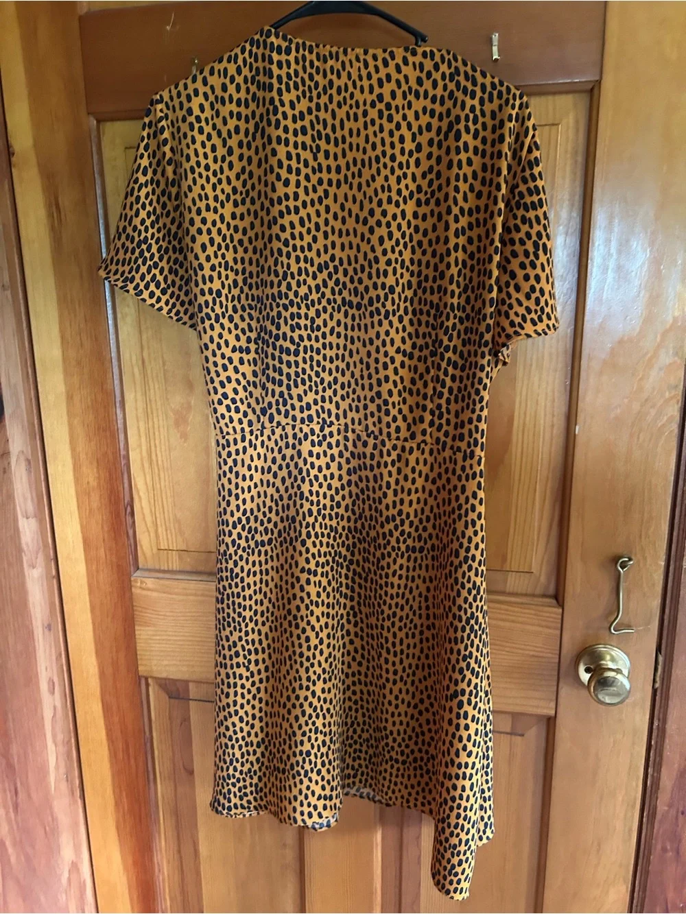 J. Crew Mustard Dress with Black Spot Print